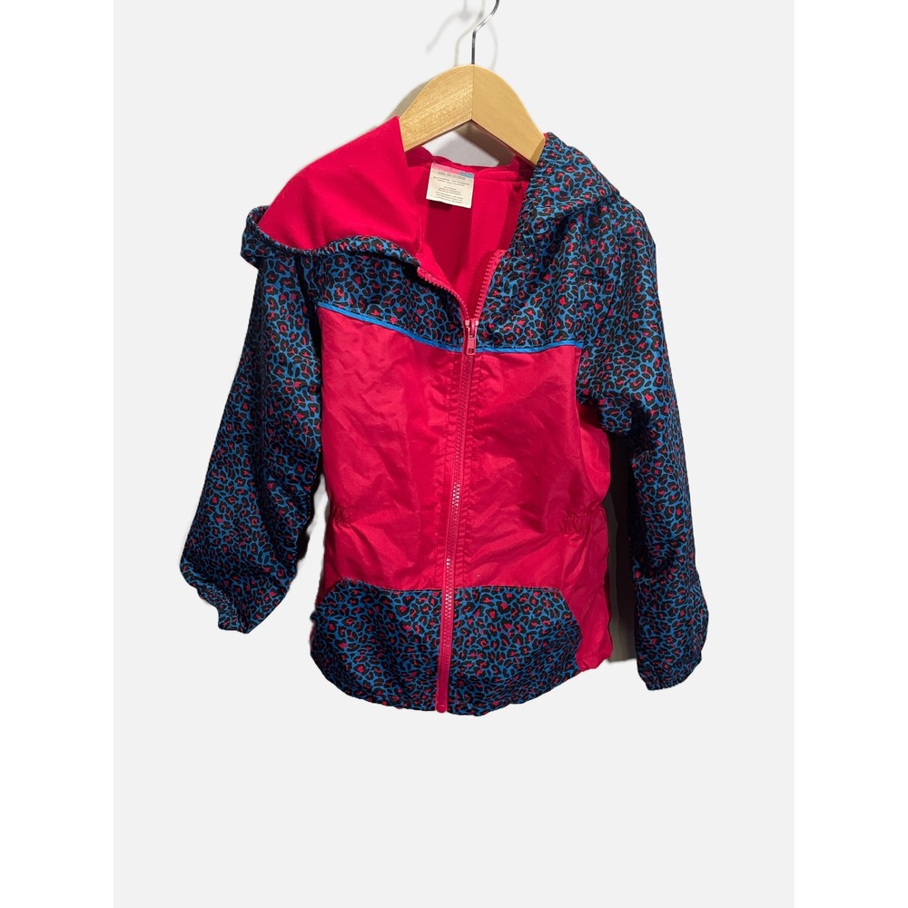 Lily & Dan Windbreaker Girls Size 6-6X Pink Leopard Print Hooded Zip Jacket